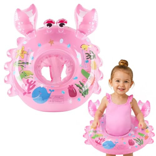 QingWing Flotador Bebe, Cangrejo Flotador de Natación para Bebés Rosa