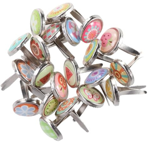 Abaodam 100pcs Mini Claw Brads Decorative Nails Alloy Plastic Colorful DIY Craft Brads for Scrapbook Fixation and Craft Making