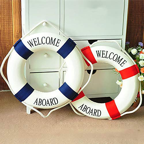 Dantazz Rettungsring Deko Wanddekoration 25cm Nautical Aufhängen Deko Wandbehang Dekor Willkommen Rettungsring Zuhause Shop Bar Dekoration (Rot)