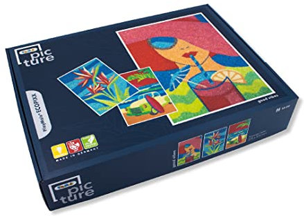 Playmais® Diamond Painting ECOPIXX PICTURE Good Vibes 275 x 375mm I Mosaik Bastelset aus Maisgrieß ab 12 Jahren I Diamant Painting Bilder mit 3 Motiven, Pinzette, Schwamm I Vegan & nachhaltig