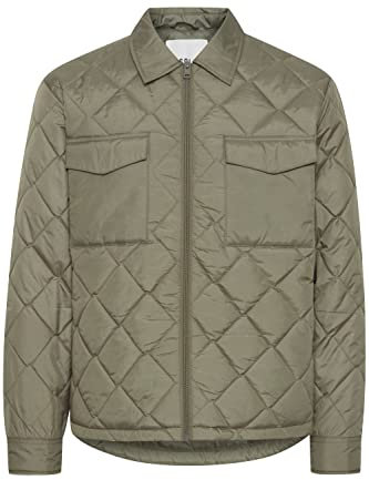 !Solid SDErhard Herren Feldjacke Übergangsjacke jacke Überhemd Shacket gesteppt unifarben Hemdjacke mit Reißverschluss Regular Fit, Größe:L, Farbe:Deep Lichen Green (180312)