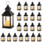 NUPTIO Kleine Laterne Halloween Deko - 20 Stück Mini Innen Laterne mit Flackernden LED Teelichter Kerzen Schwarz Hängend Vintage Marokkanische Weihnachten Tischdeko Hochzeit Wohnzimmer Orientalische