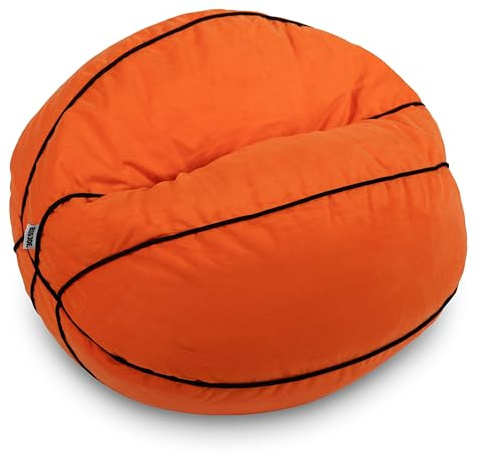 Big Joe Sports Ball Child-Sized Bean Bag Chair for Kids, Basketball Plush, Ultra-Soft Lightweight Polyester Blend, 2.5 Foot Refillable