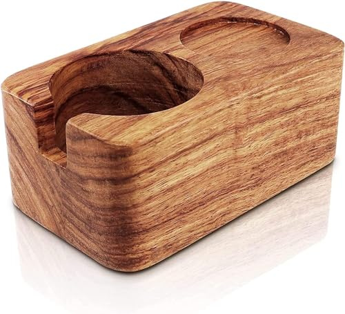 KYONANO Tamperstation 58 mm, tamper station av gult päronträ för portafilter, baristatillbehör för varje proffs, tamping station för beredning med en portafiltermaskin