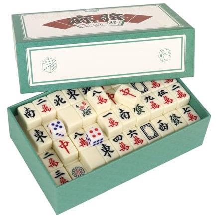 LUFEIS Mini Mahjong Set, Majongsteine Spiel, Traditionelles Chinesisches Majong Spiel, Traditionelles Chinesisches Mah Jong für Reise, for Leisure Travel Party Family Games