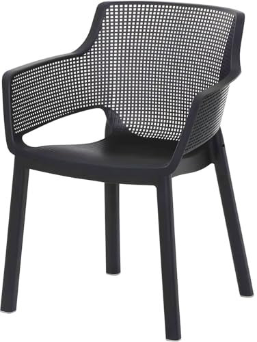 BURI Gartenstuhl Stapelstuhl Easy Bistrostuhl Terrassenstuhl - Stapelsessel 80cm Balkonstuhl Kunststoff Gartenstuhl Graphit stapelbar wetterfest Garten, Terrasse & Balkon