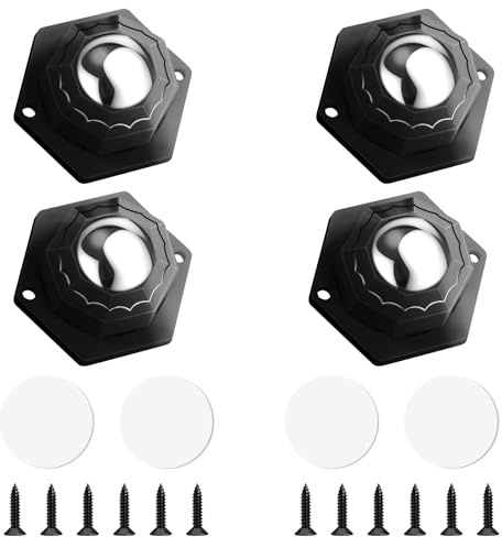 Flintronic 4 stycken små möbelhjul, 20 mm självhäftande roterande hjul, 360 graders möbelhjul, med skruvar och självhäftande klistermärken, för små möbler, sängbord och lådor, svart