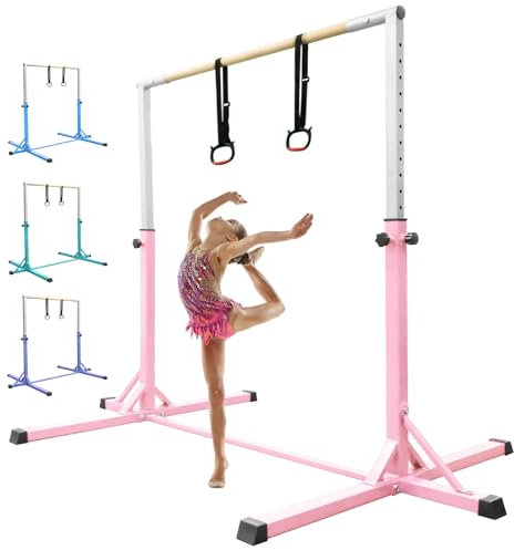 FBSPORT Barre de Gymnastique pour Enfants avec 13 Hauteur Réglable, Barre d'entraînement Barre Horizontale,Barre Fixe de Gymnastique Enfant pour Junior Enfants à Domicile