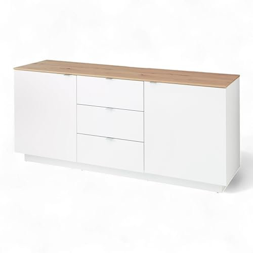 CORE TV-Sideboard in Weiß, Artisan Eiche Optik - Moderner Fernsehschrank mit Schubladen und viel Stauraum - 180 x 77 x 44 cm (B/H/T)