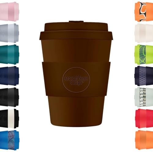 Ecoffee Cup 12oz 350ml Reusable Eco-Friendly 100% Plant Based Coffee Cup with Silicone Lid & Sleeve - Melamine Free & Biodegradable Dishwasher/Microwave Safe Travel Mug (Spooky Action At A Distance)