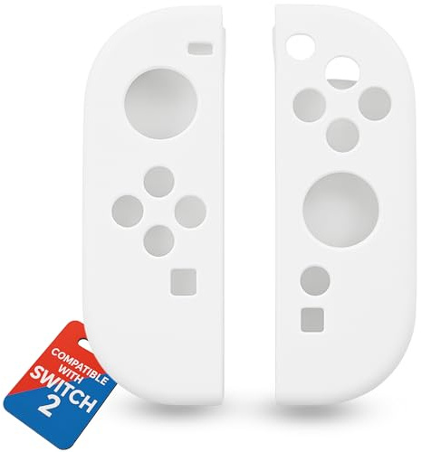 MatoSan® Silikongreppskydd set – fodral för switch 2 kontroller – uppsättning av 2 skyddsfodral med förbättrat handtag – passande tillbehör för switch 2 (vit)