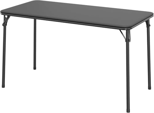 Garvee Mesa Plegable Rectangular Multifuncional de 120 cm, Patas de Metal, Tablero Tapizado de Cuero Sintético, Resistente, No Requiere Montaje, Interiores y Exteriores, 120 * 51 * 71 cm (Negro)