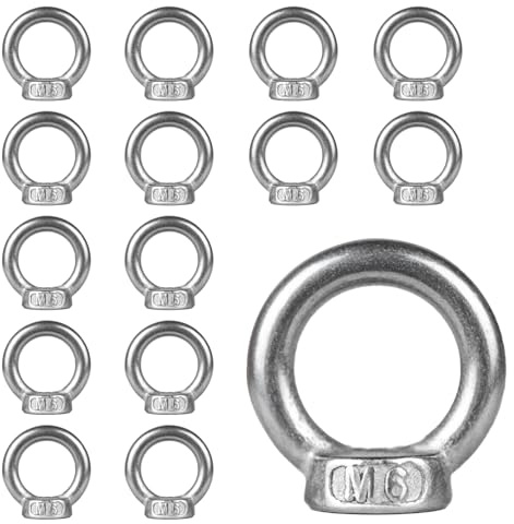 15 Pcs Ecrou m6, Écrou à Anneau, Écrous à œil en acier inoxydable 304, boulons à œil avec filetage femelle pour levage et applications de suspension portuaires et marines