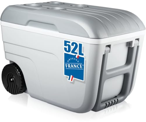 Kühlbox mit Rollen 52L Isolierbox Kühltasche 24 Stunden Camping Thermobox Isoliertasche Grau