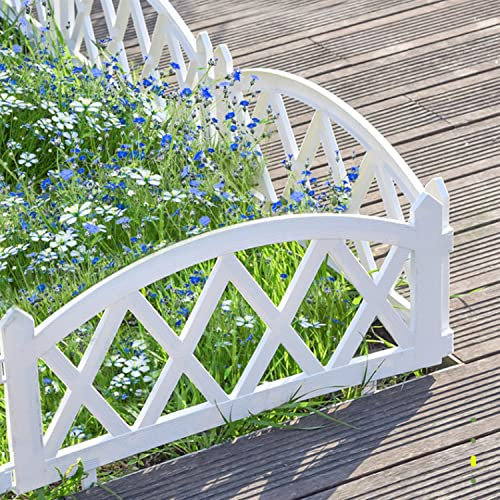Sungmor Recinzione da giardino, bordo in plastica bianca, aiuole, aiuole, bordi decorativi, pannelli decorativi per esterni, confezione da 4 (lunghezza totale 244,5 cm), leggeri e facili da installare