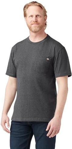 Dickies mens Heavyweight Crew Neck Short Sleeve Tee Henley Shirt, Charcoal Gray Heather, XX-Large US