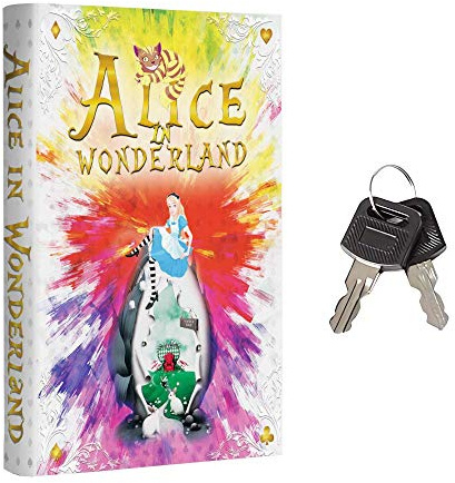 Fake Book Box - Small Safe Box with Key Lock - Hidden Safe in Plain Sight - Diversion Safes - Secret Safes (Alice) (Large)