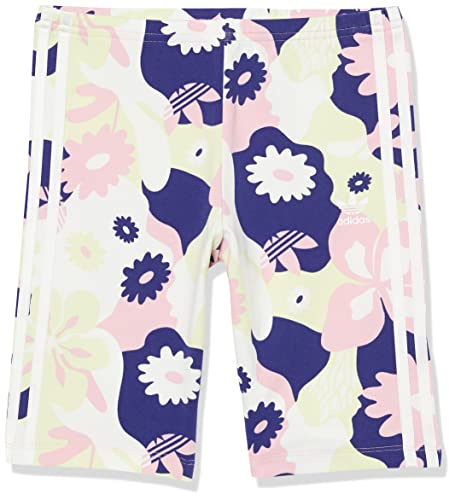 adidas Originals girls Flower All Over Print Cycling Shorts White/True Pink/Almost Lime/Legacy Indigo Medium