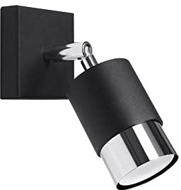 Sollux Wandleuchte Wandlampe Innen – Wandbeleuchtung – Led-wandleuchte Innen – Wandstrahler Innen – Glühbirne Nicht im Lieferumfang Enthalten – Lampe Wand Innen NERO Schwarz, Chrom - GU10-Fassung