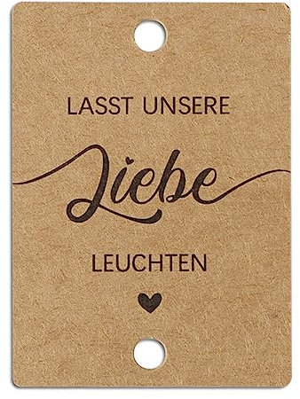 50 Stück Hochzeitsdeko Etiketten Halter Schilder für Wunderkerzen Wunderkerzenschilder Lasst unsere Liebe leuchten Kraftpapier Gastgeschenke Hochzeit Geschenkanhänger (B)