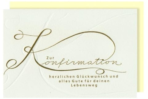 Konfirmation Karte Grußkarte Goldschrift Prägung Foliendruck 16x11cm