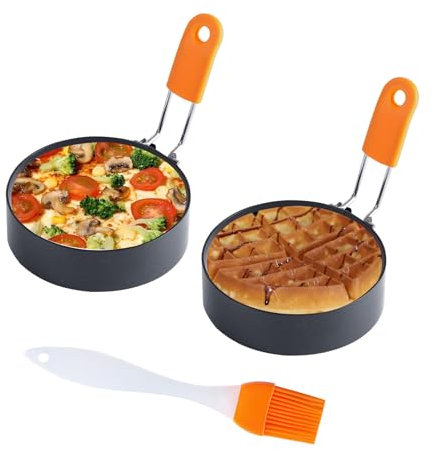 Highly Rated Egg Rings 3.5 Inch 2 Packs, Fried Egg Ring Mould for Non Stick Frying Egg Circle Egg Mcmuffin Maker with Oil Brush