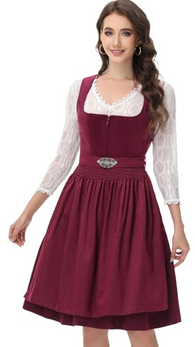 ELFIN Women's German Dirndl Dress Bavarian Oktoberfest Carnival Costumes for Holiday(60cm)