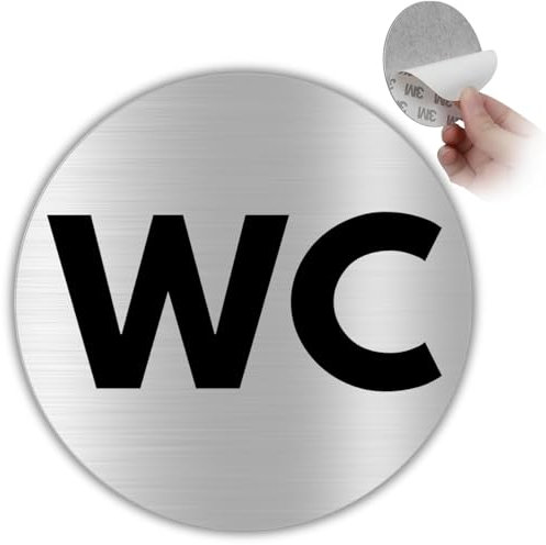 LEIASA | Panneau Adhésif WC - Diamètre Ø 100 mm - Épaisseur 0,8 mm - Aluminium - Panneau Toilettes - Signal WC - Autocollant 3M Sanitaires - Signal WC