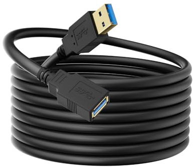 Kehtmay USB 3.0 Extension Cable 20FT, 5Gbps Data Transfer, Male to Female,Enjoy Ultra-Fast Transfer and Convenient Connectivity Compatible with Printers, Cameras，and More Black,20 feet