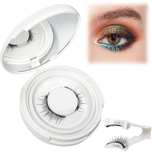 Cils magnétiques aspect naturel 1pcs, aucune colle requise faux cils magnetique, ensemble de cils magnétiques réutilisables à enlever avec applicateur facile à porter et à enlever (1 paires)