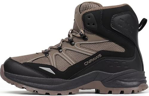 CNPAWS Men's Waterproof Hiking Boots Non-Slip Lightweight Trail Sneakers Outdoor Breathable Trekking Shoes（Brown size 11.5）