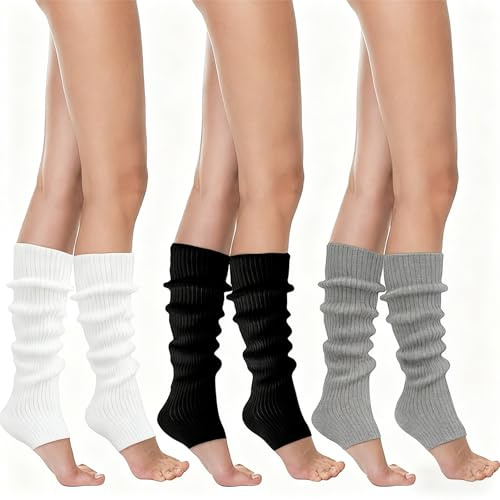 FiveMileBro 3 Paires Jambière Femme Hiver (40cm) – Jambière Tricotées Années 80/90 Retro Y2K Kawaii : Chauffe-jambes pour Ballet, Soirées Thématiques & Carnaval