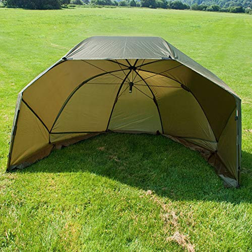 BAT-Tackle Oval Squat Brolly - 300cm | inkl. Türstangen und Storm Caps | Schirmzelt | Angelzelt