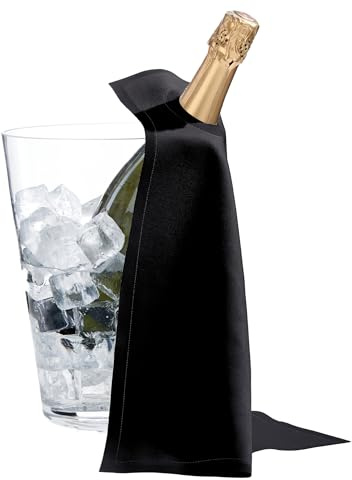 Paño cubre botella profesional 100 % algodón ultrarresistente – antideslizante, secado rápido – hostelería Rizo Lito 40×40 cm para vino y cava - Recomendado para el uso en cubiteras - Color negro