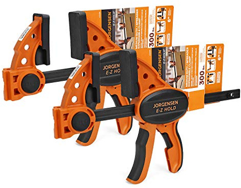 Jorgensen 6 One Hand Clamp/Spreader, 400 Lbs Clamping Force, E-Z Hold Bar Clamps Set, Medium Duty, 2-pack