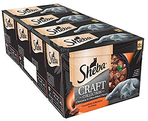 Sheba Craft Collection – Succulent Selection in Gravy – Wet Cat Food Pouches for Adult Cats – 48 x 85 g Pack