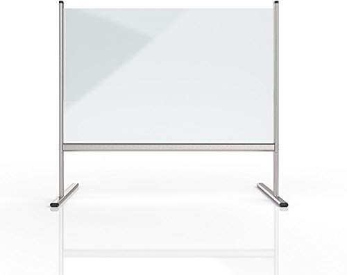 magnetoplan Hygienewand | BxHxT 960x650x2mm | Trennwand Acrylglas mit Durchreiche | Spuckschutz Plexiglas für Theke | Plexiglas Schutzwand für Kassenbereiche | Für Virenschutz und Spritzschutz
