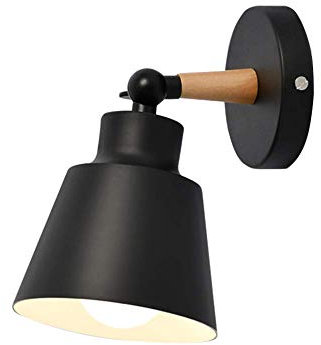 Mengjay 1 Stück- Wandleuchte verstellbare Wandlampe aus Metall in Schwarz, E27-Fassung, max 60 Watt, Wandspot im Retro/Vintage Design, für LED Leuchtmittel geeignet,Kinderzimmer,Arbeitszimmer