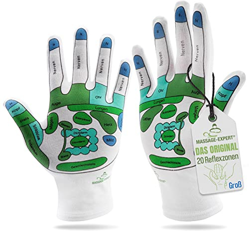 Guantes de reflexología de mano para masaje de reflexología de mano, de algodón suave, tamaño grande