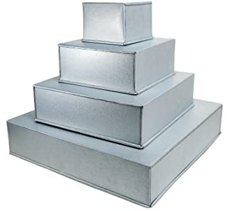 4 Tier Square Baking Pan Set Multilayer Birthday/Wedding Anniversary Cake Tins/Cake Pans/Cake Molds 6.8.10.12 - All 3 Deep