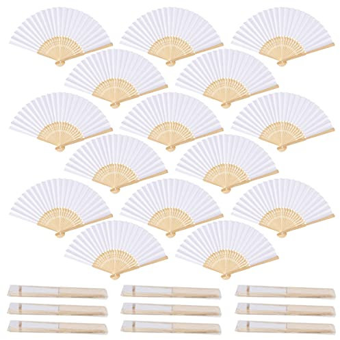 iZoeL 24 Pezzi Ventaglio Matrimonio Ventaglio Giapponese Ventaglio Carta Bianca Ventaglio Pieghevole Ventaglio Tascabile Ventaglio Danza, Bomboniere Matrimonio Decorazioni Matrimonio Accessori