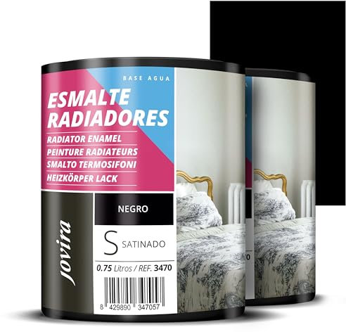 JOVIRA PINTURAS Esmalte Radiadores al Agua. Decora y protege toda clase de radiadores por agua y tuberías de calefacción (2x750 Mililitros, Negro) F-81-2