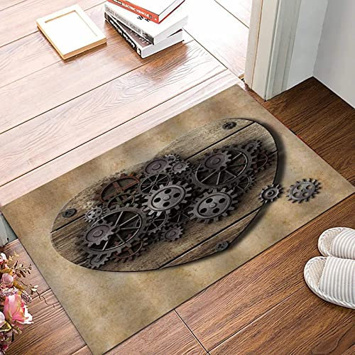 Weich Badezimmerteppich 50x80 cm,Vintage Stempunk Industrial Style gealtertes menschliches Herzmodell aus rosti,Rutschfest waschbar Badematte, Badteppich Mikrofaser Saugfähig Badvorleger Duschvorleger