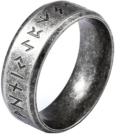 VELESAY Acero Inoxidable Hombre Anillo Runas Vikingos Anillo Nórdico Runas Anillo Vintage Gotico Retro Anillo Punk Biker Vikingo Anillos Joyería Religiosa Vikinga Anillos