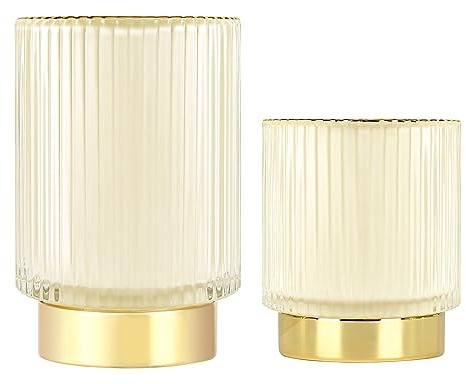 DASITON Rangement Maquillage, Boîte Rangement Pinceaux Maquillage en Cristal, Pot Pinceau Maquillage Vintage Porte-stylo, Organisateur de Maquillage pour Coiffeuse, Chambre, Salle de Bain (Crème S+L)