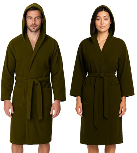 Jenny Sesal Peignoir en microfibre avec capuche et ceinture homme/femme emballage peu encombrant (L, tourterelle)