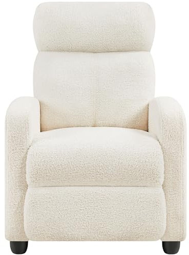Yaheetech Relaxsessel Fernsehsessel Einzelsofa Ruhesessel mit Verstellbarer Beinablage Liegesessel aus Boucle-Gewebe Elfenbein