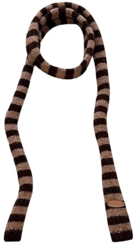 Lodoot Sciarpa a maglia per le donne Cintura lunga skinny cravatta sciarpa al collo Ragazze Puntelli Foto Fazzoletto lungo Sciarpa Skinny Cravatta Sciarpa lunga a righe in pelle con etichetta lavorata