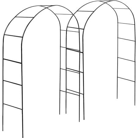 Harbour Housewares Arcos de Cenadores de Metal para Jardín - 2.4M x 1.4M - Negro - 2x Grande Ancho Trabajo Pesado Aire Libre Plantas Trepadoras Rosa Flor Puerta Arco Pérgola Decoración de Bodas
