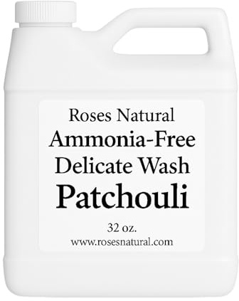 Ammonia-Free Delicate Fabric Wash – Patchouli Essential Oil Scent | Plant-Based Silk & Wool Detergent | Gentle No-Rinse Formula for Sensitive Skin & Fine Fabrics, 32 oz